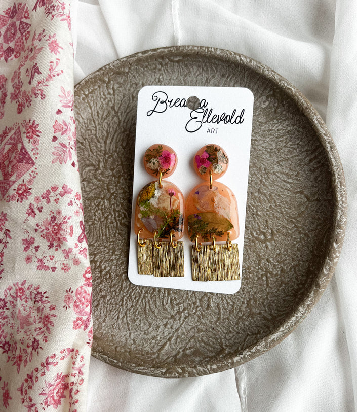 Translucent - Peach w/ Pressed Flowers