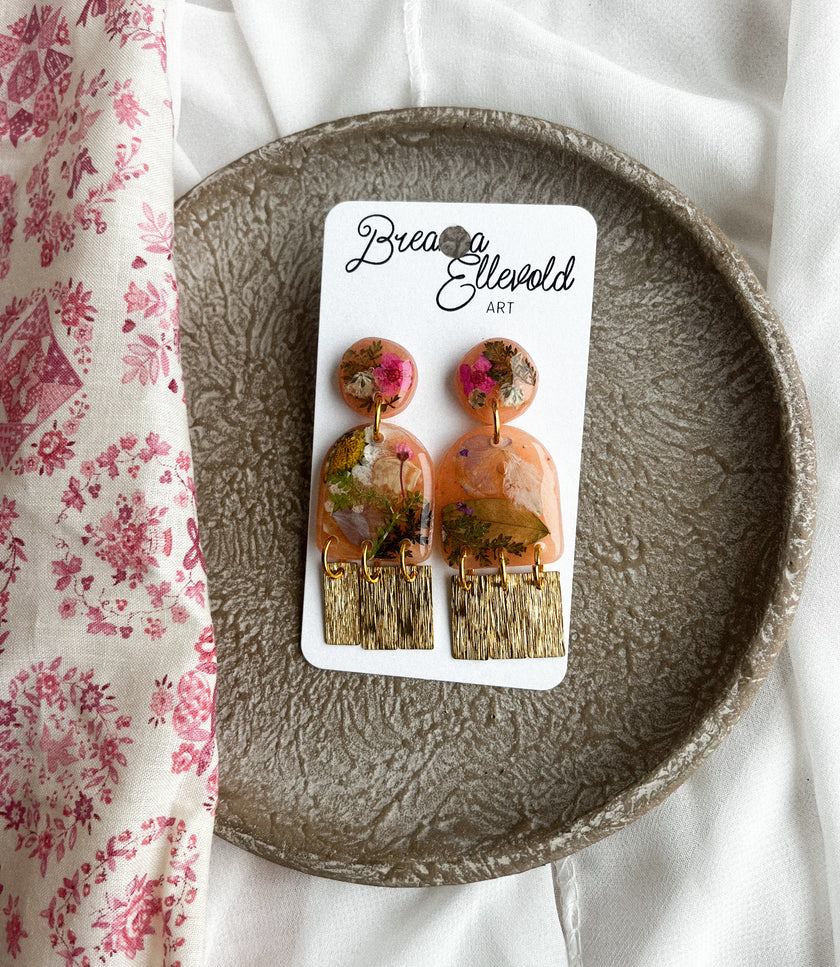 Translucent - Peach w/ Pressed Flowers