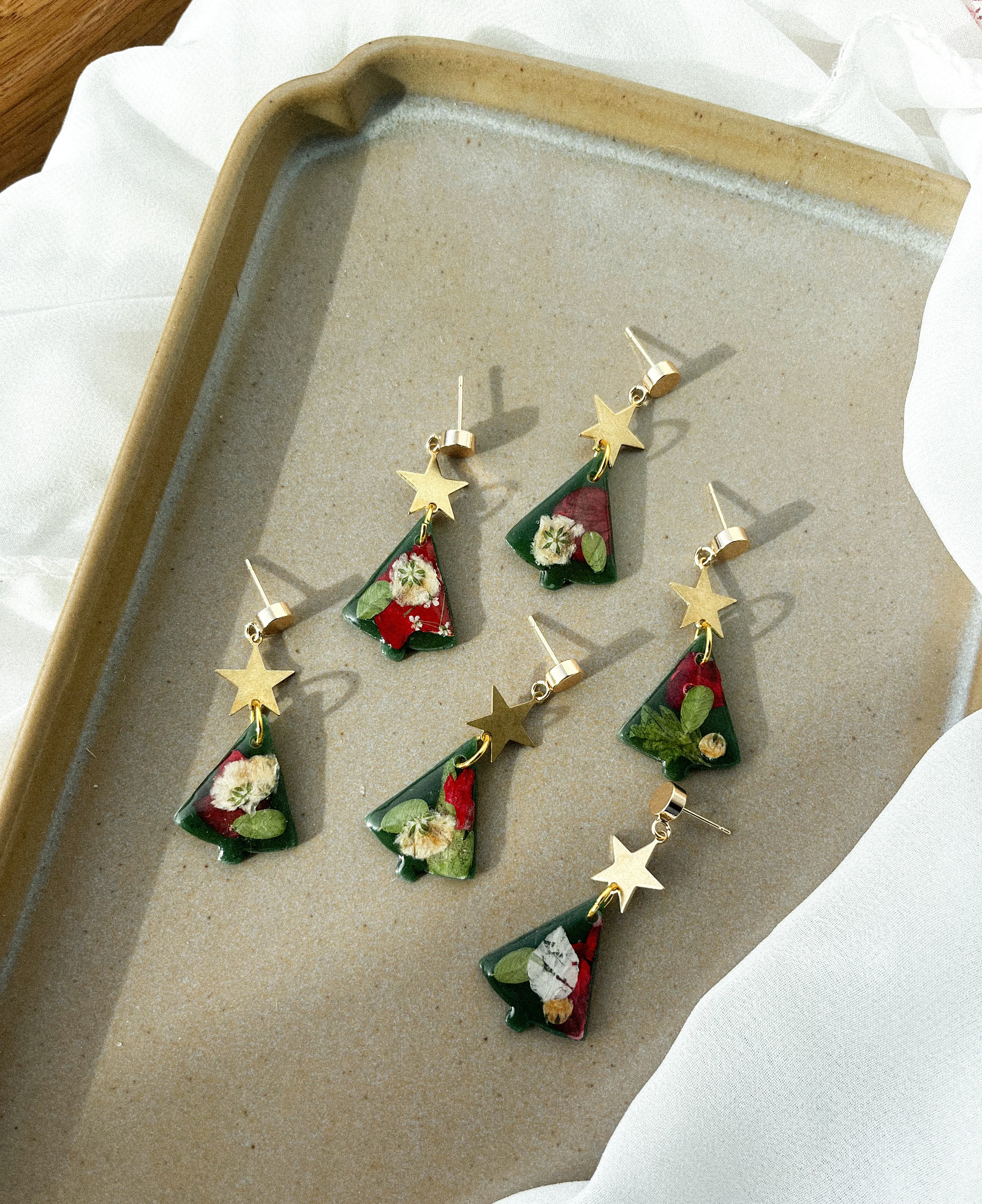 Christmas Tree w/ Pressed Flowers