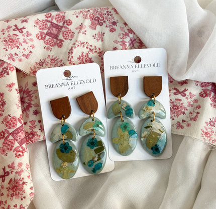 Light Blue Base w/ Pressed Blue Flowers