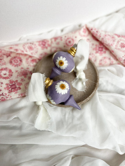 Ceramic Ornament - Lavender Pressed Flowers