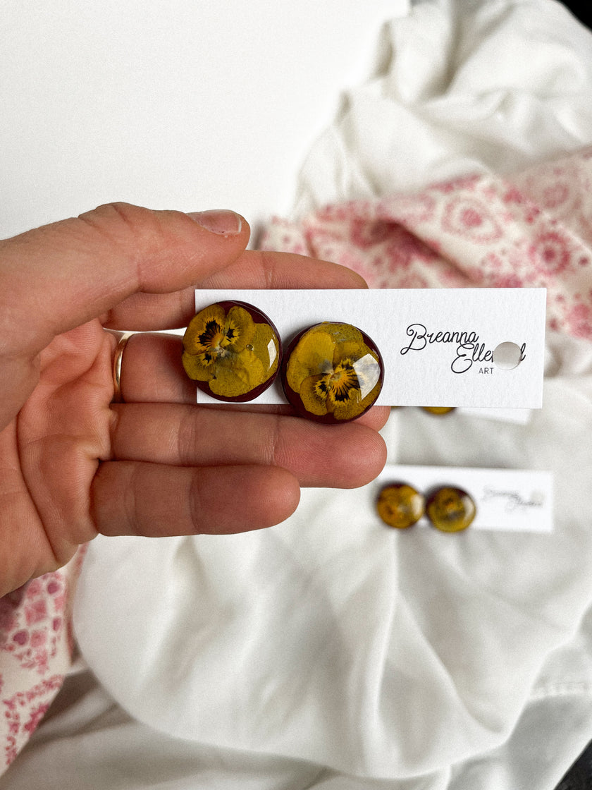 Brick Red Base w/ Pressed Pansy