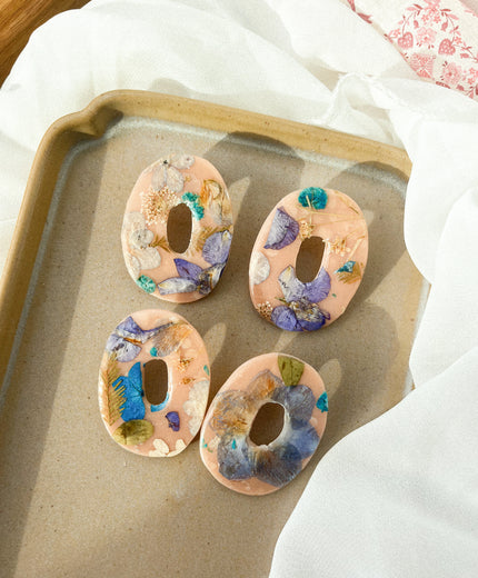 Semi-Transparent Pink Base w/ Pressed Flowers