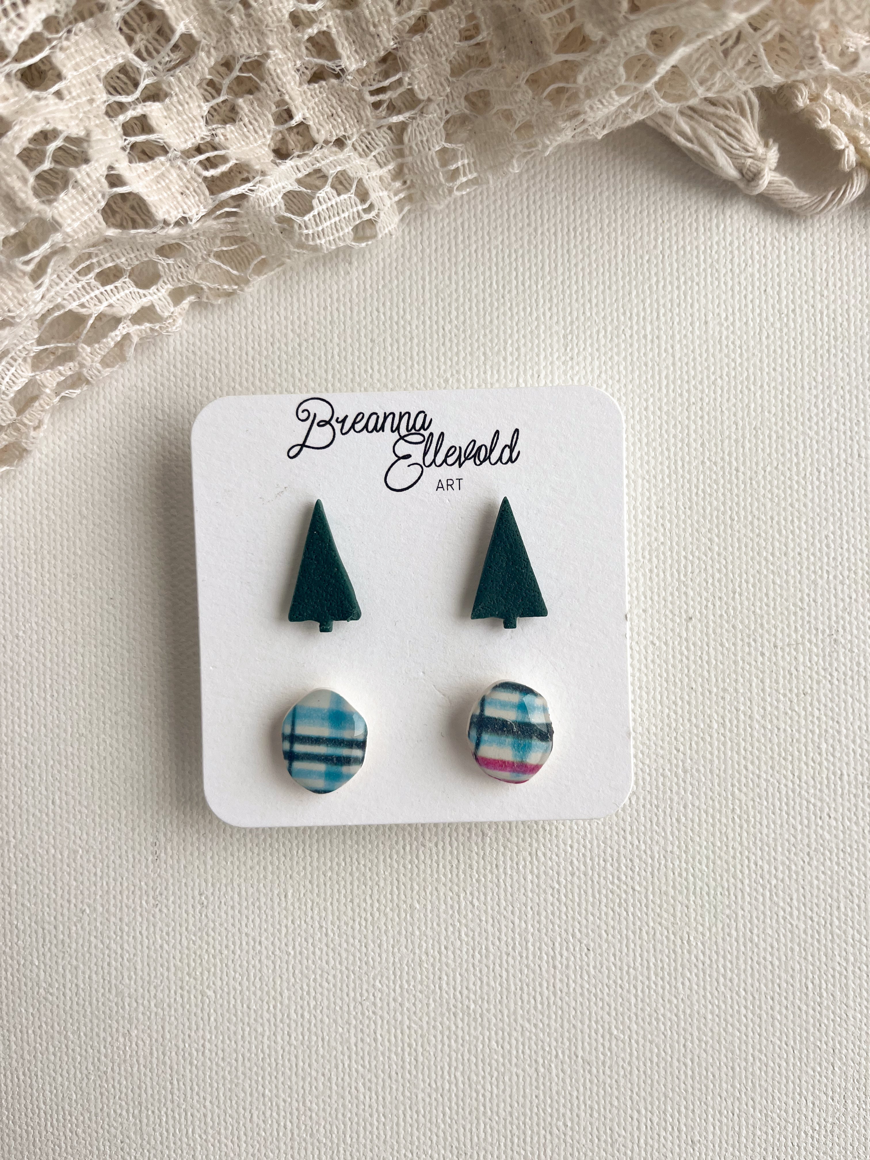 Checkered Christmas Stud Pack