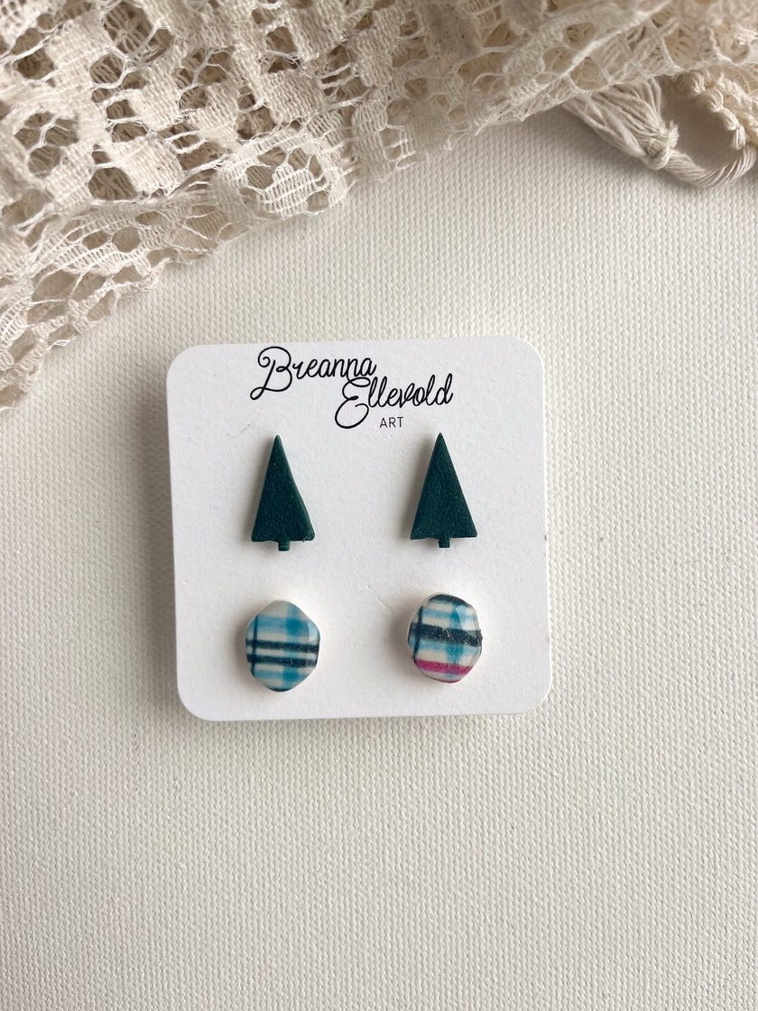 Checkered Christmas Stud Pack