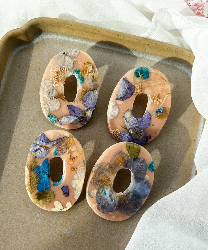 Semi-Transparent Pink Base w/ Pressed Flowers