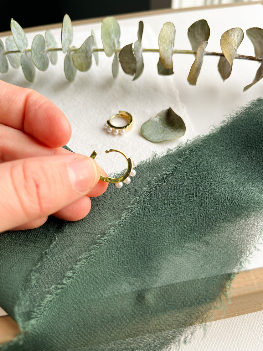 18K Gold Plated Pearl Inlay Hoop Earrings