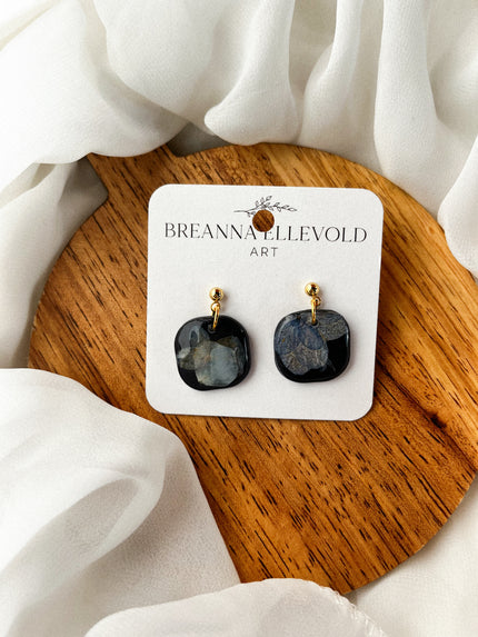 Small Navy Dangles w/ Pressed Flowers