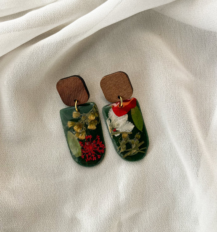 Holiday Dangles w/ Pressed Flowers
