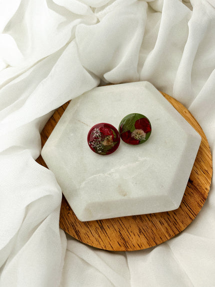 Holiday Studs w/ Pressed Flowers