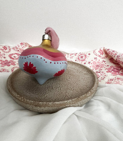 Ceramic Ornament - HOT PINK Pressed Flowers