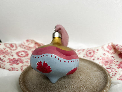 Ceramic Ornament - HOT PINK Pressed Flowers