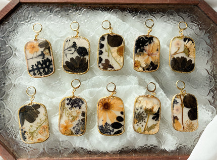B/W Handmade Pressed Flower Earrings
