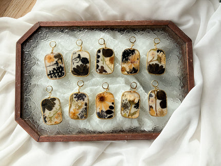 B/W Handmade Pressed Flower Earrings